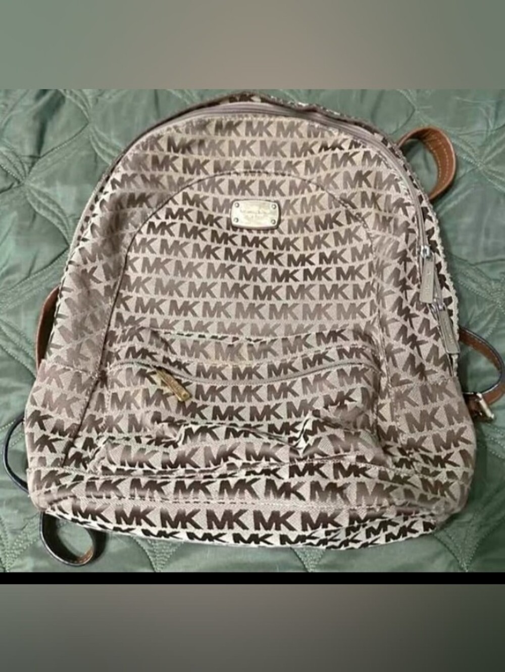 Michael Kors MK Signature Monogram Backpack - Beige/Brown
